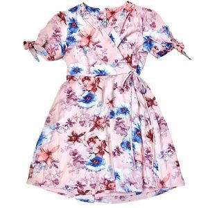 Faux Wrap Floral Print Mini Dress